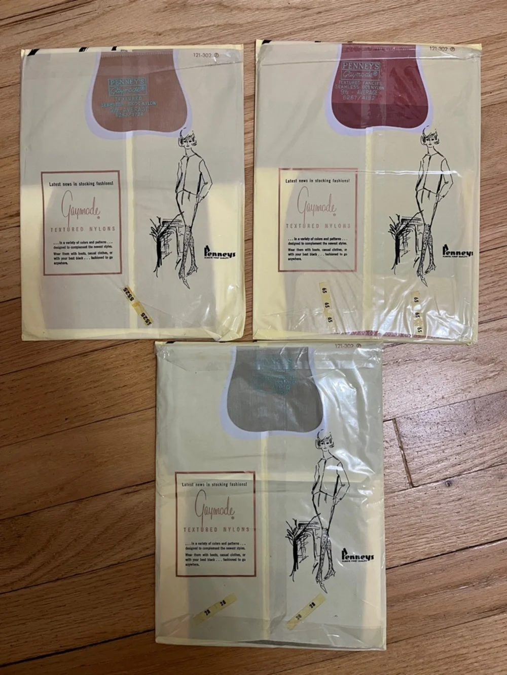 Gaymode Set Of 3 Textured Seamless Sheer Patterned Hosiery Size 9.5 Average